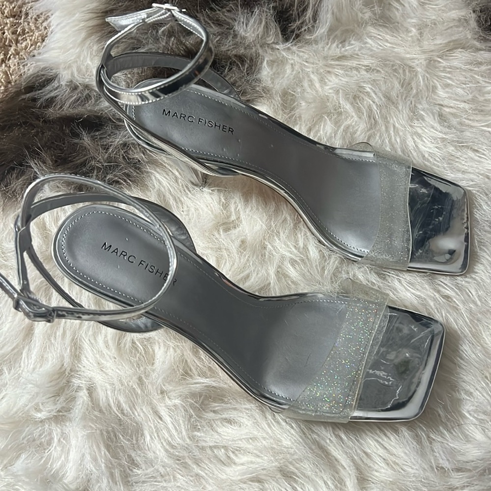 Marc Fisher clear heels with sparkles